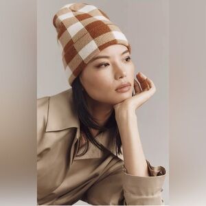 NWT Anthropologie Maeve Gingham Knit Beanie